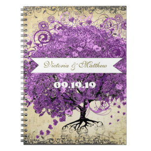 Radiant Lila Romantic Heart Leaf Wedding Notizblock