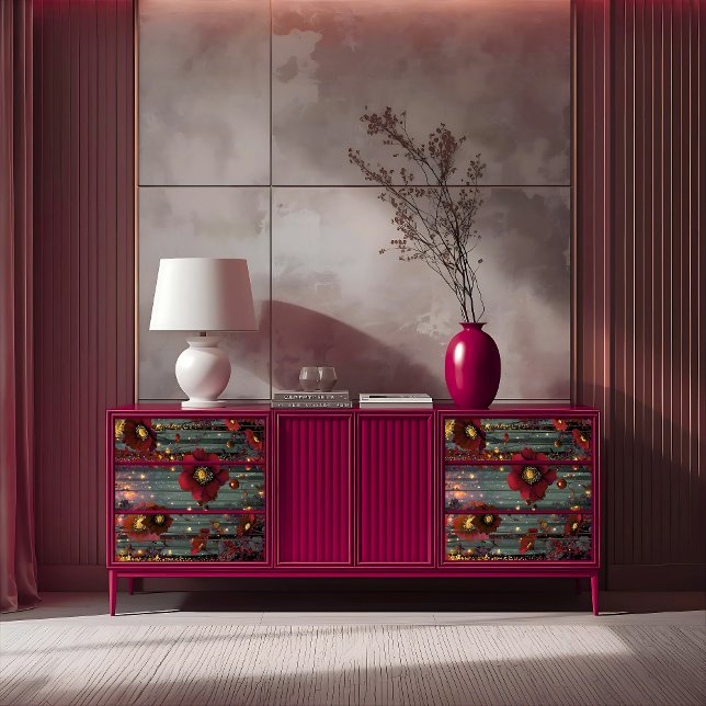 Radiant Majestät Golden Ember Red Blossom Decoupag Seidenpapier (Von Creator hochgeladen)