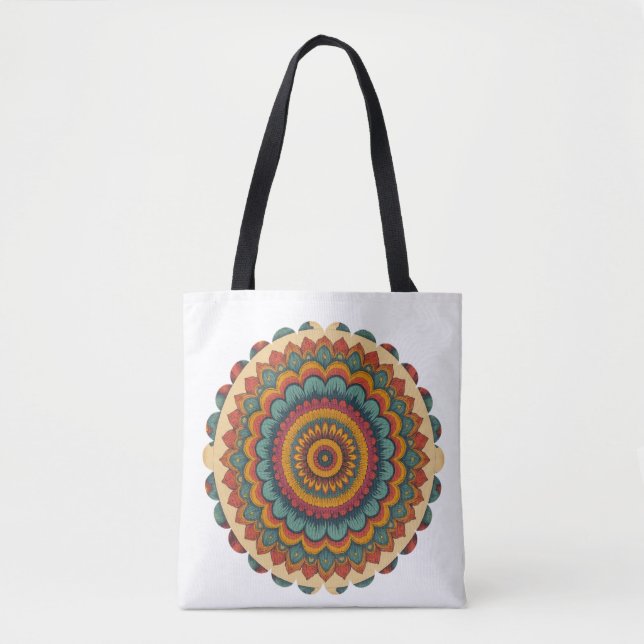 Radiant Mandala Boho Tote Bag (Vorderseite)