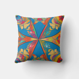 Radiant Mandala: Eine lebendige symmetrische Fanta Kissen