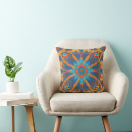 Radiant Mandala: Eine lebendige symmetrische Fanta Kissen