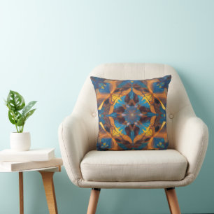 Radiant Mandala: Eine lebendige symmetrische Fanta Kissen