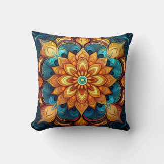 Radiant Mandala mit floral Inspiriert Mustern Kissen