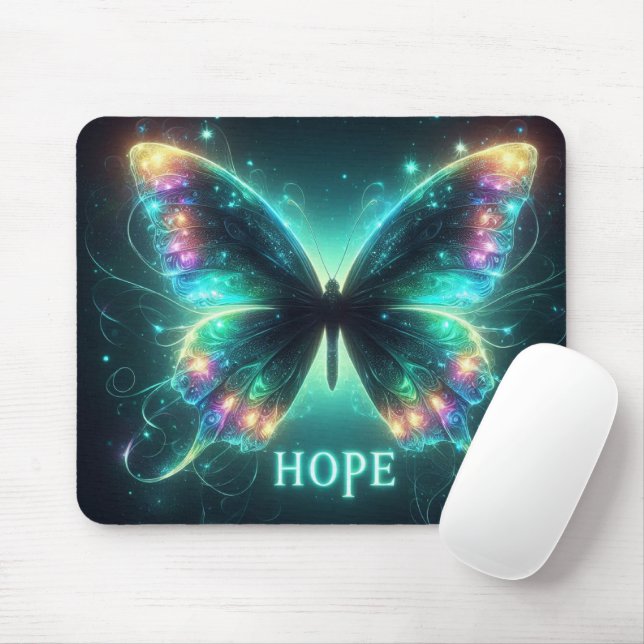Radiant mehrfarbiger Schmetterling Portrait Hope Mousepad (Mit Mouse)
