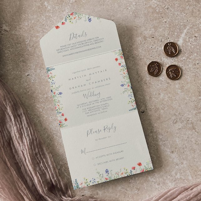 Radiant Multicolor Wildblume Wedding All In One Einladung (Von Creator hochgeladen)