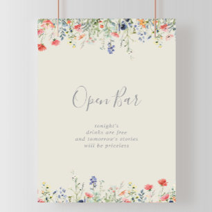 Radiant Multicolor Wildblume Wedding Open Bar Poster