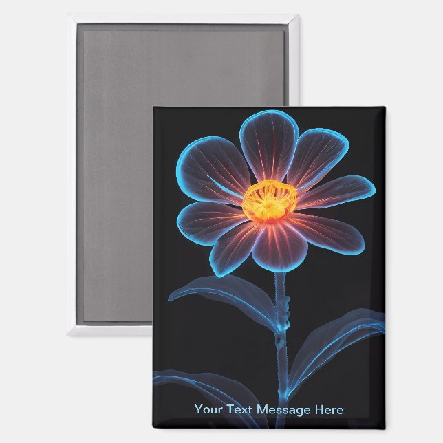 Radiant Neon Glow Blume Art Magnet (Vorderseite/Rückseite)