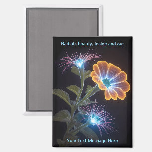 Radiant Neon Glow Blume Art Magnet