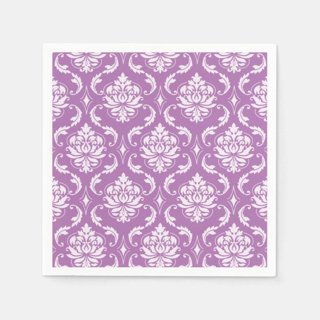 Radiant Orchid Classic Damask Muster Serviette (Vorderseite)