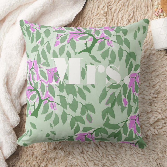 Radiant Orchid und Green Romantic Tree Wedding Kissen (Decke)