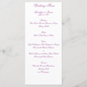 Radiant Orchid Wedding Menu Cards Menükarte