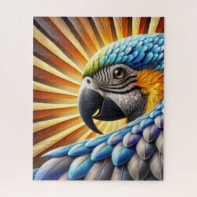 Radiant Parrot Sunburst Puzzle (Vertikal)