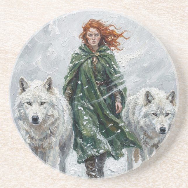 Radiant Peace Dove Lantern Imbolc Snowdrops Art Getränkeuntersetzer (Vorne)