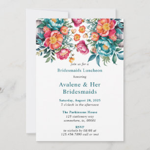 Radiant Peony Bouquet Bridesmaids Luncheon Einladung