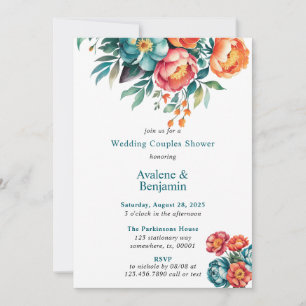 Radiant Peony Bouquet Wedding Couples Dusche Einladung