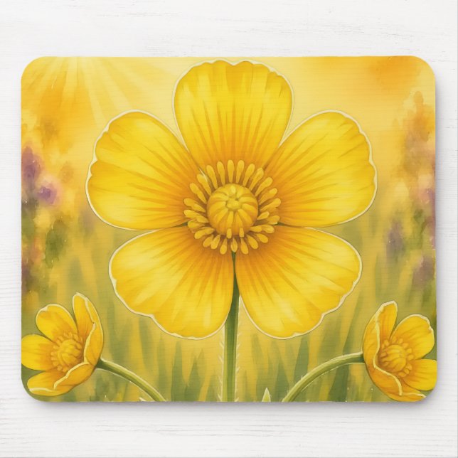Radiant Petal Serie – Butterblume Mousepad (Vorne)