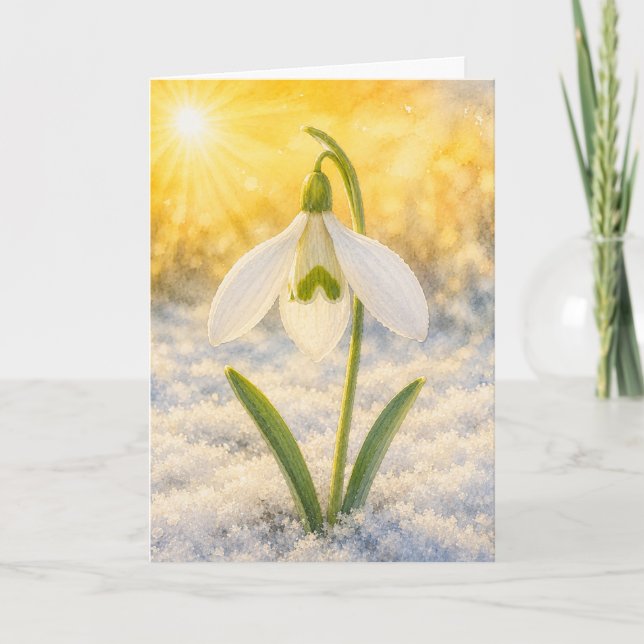 Radiant Petal Serie – Schneeglöckchen Karte (Vorderseite)