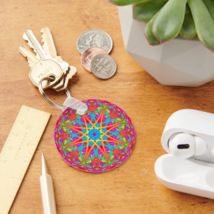 Radiant Pink Colorful Boho Mandala Schlüsselanhäng Schlüsselanhänger