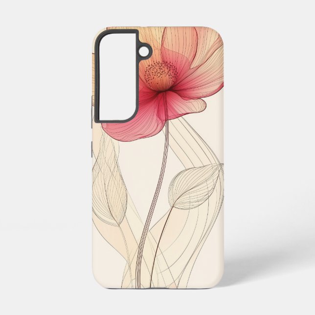 Radiant Poppy Sketch Phone Case Samsung Galaxy Hülle (Rückseite)