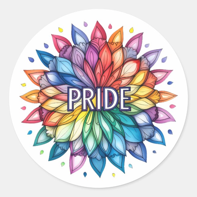 Radiant PRIDE Month Mandala Runder Aufkleber (Vorderseite)