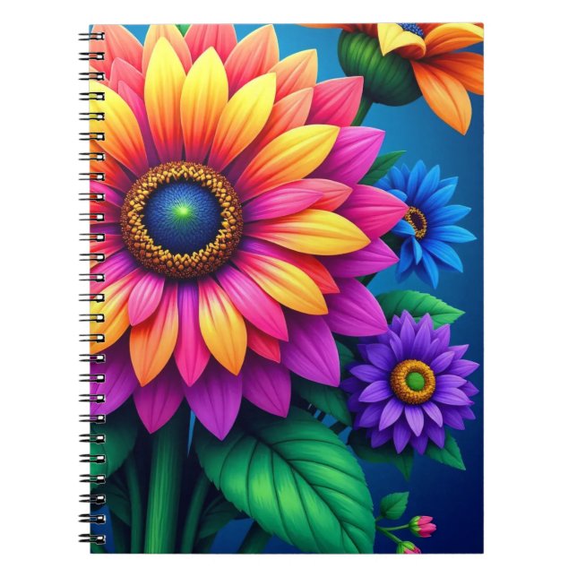 Radiant Rainbow Bloom Bouquet Notizbuch  Notizblock (Vorderseite)