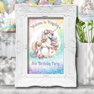 Radiant Rainbow Unicorn Geburtstag Begrüßungszeich Poster