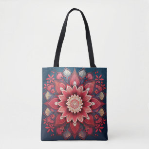 Radiant Red Floral Mandala Art