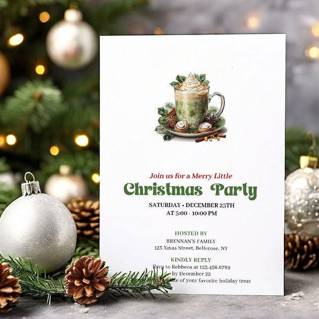 Radiant retro Christmas late coffee party invite Einladung (Radiant retro Christmas angel party invitation

)
