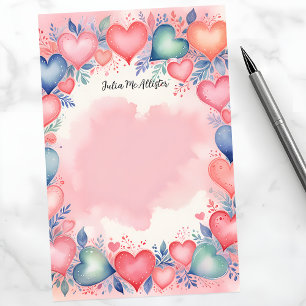 Radiant Romantic Dreamy Artistic Watercolor Herz Briefpapier