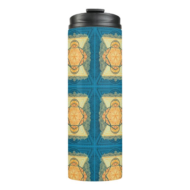 Radiant Sacred Geometry Mandala Thermosbecher (Vorderseite)