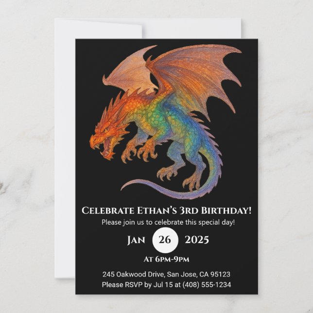 Radiant Scale Dragon Birthday Invitation Einladung (Vorderseite)