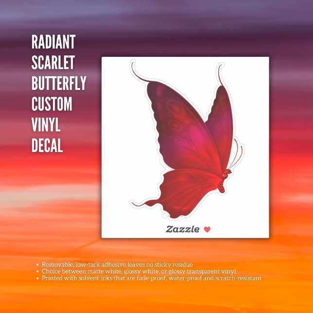 Radiant Scarlet Butterfly - Custom Vinyl Decal Aufkleber (Radiant Scarlet Butterfly- Custom Vinyl Decal)