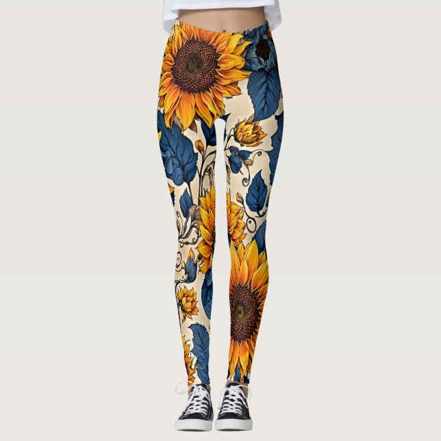 Radiant Sonnenblumen Bliss: Vibrance mit unserem Leggings (Vorderseite)