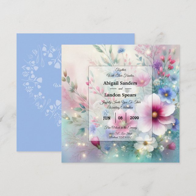 Radiant Sparkling Spring Blooms Wedding Einladung (Vorne/Hinten)