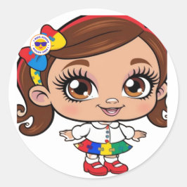 "Radiant Spirit: Ein kleines Mädchen feiert Autism Runder Aufkleber