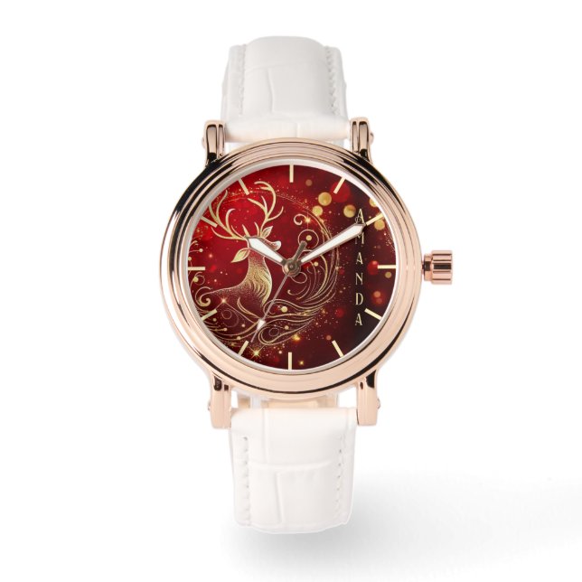 Radiant Stag in Gold Armbanduhr (Vorderseite)