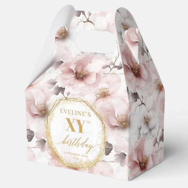 Radiant staubrosa boho Aquarell 50. Geburtstag Geschenkschachtel (Radiant dusty pink boho watercolor 50th birthday favor boxes)
