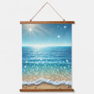 Radiant Summer Ocean Wall Tapestry: 26"x36" Holz T Wandteppich Mit Holzrahmen
