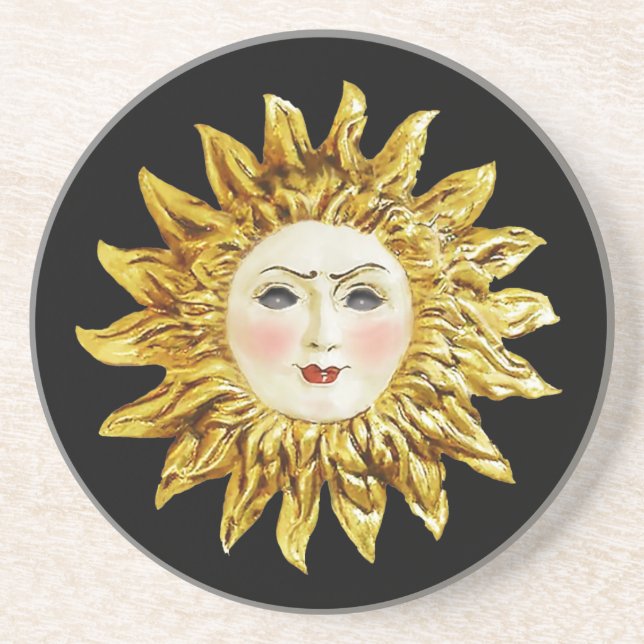 Radiant Sun Face Getränkeuntersetzer (Vorne)