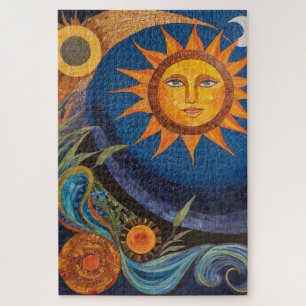 Radiant Sun Mosaic Vibrant Celestial Puzzle