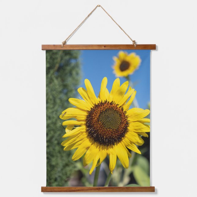 Radiant Sunblumen Wandteppich Mit Holzrahmen (Vorderseite)