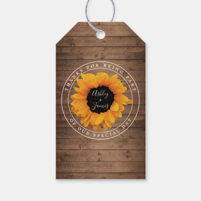 Radiant Sunflower Names Vielen Dank Geschenkanhänger (Vorderseite)