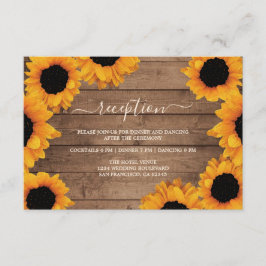 Radiant Sunflower Rustic Wood Wedding Empfang Begleitkarte