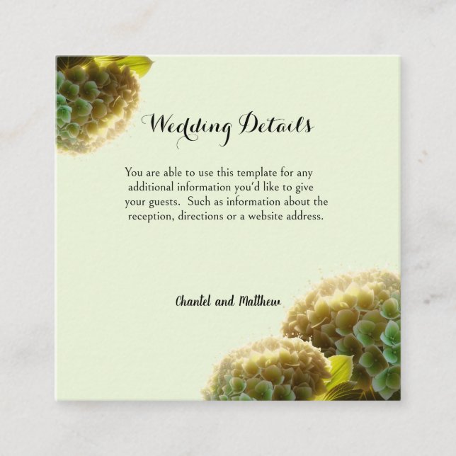 Radiant Sunlit Hydrangea Green Enclosure Card Begleitkarte (Vorderseite)