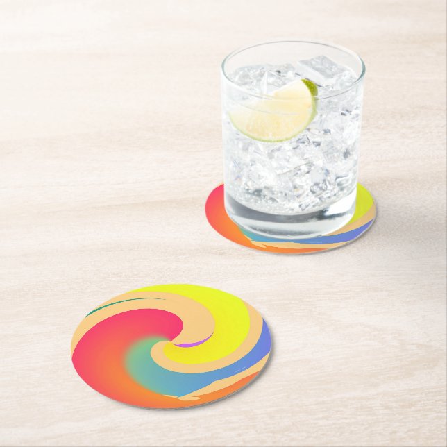 Radiant Swirl Runder Pappuntersetzer (Vor Ort)
