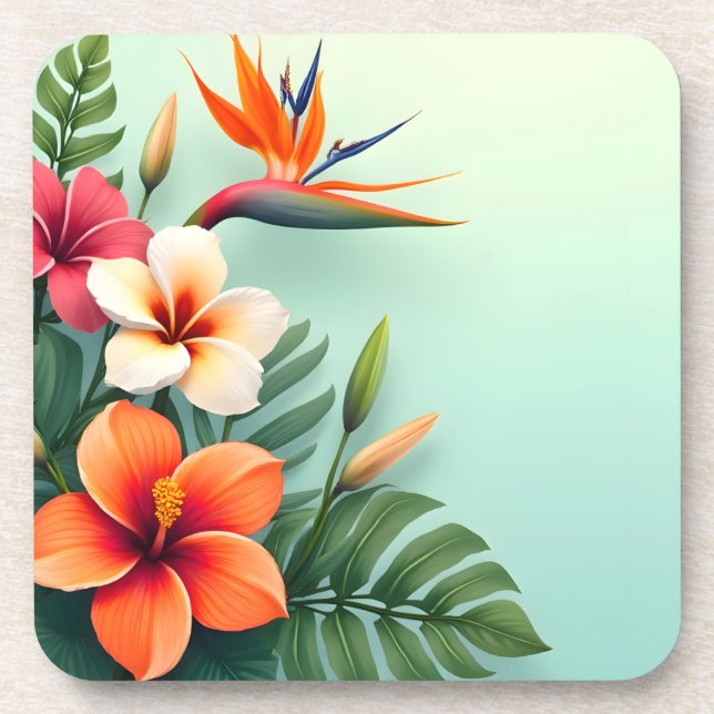 Radiant Tropical Floral Symphony Getränkeuntersetzer (Vorderseite)