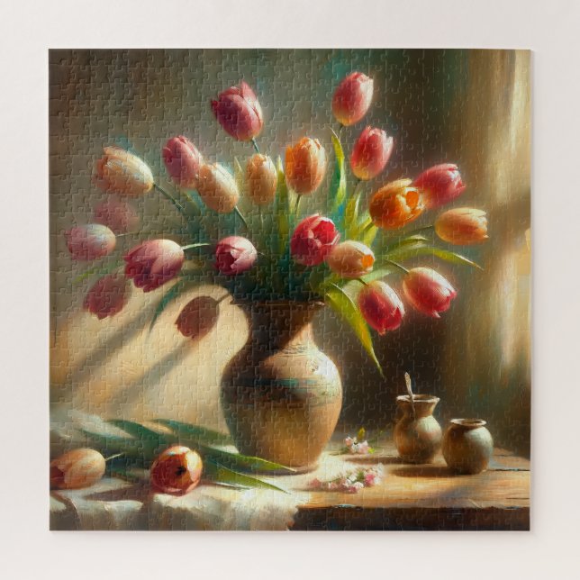 Radiant Tulips Arrange in einer Vase Puzzle (Vertikal)