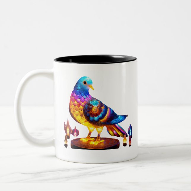 Radiant Urban Pigeon Zweifarbige Tasse (Links)