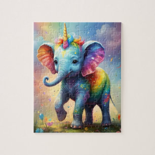 Radiant Wonders: Der Rainbow Baby Unicorn Elephant Puzzle