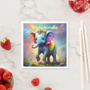 Radiant Wonders: Der Rainbow Baby Unicorn Elephant Serviette